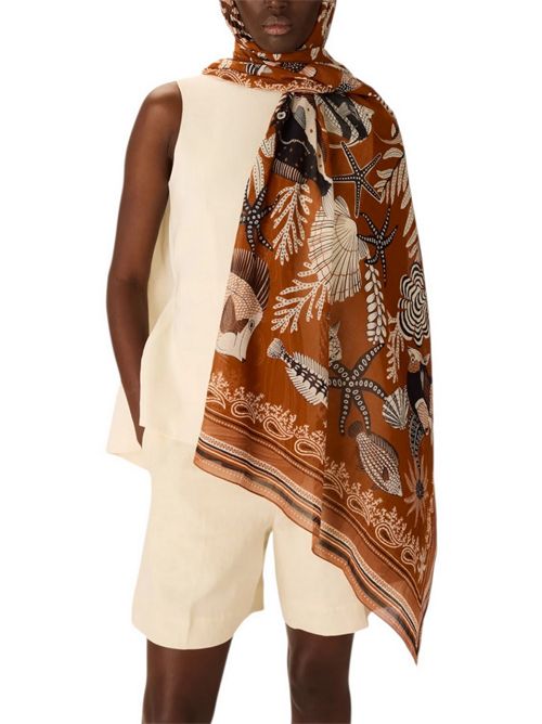 sciarpa donna 100x190 fantasia neptune cuoio Inoui Editions | SCARF100-NEPTUNEGOLDEN BROWN